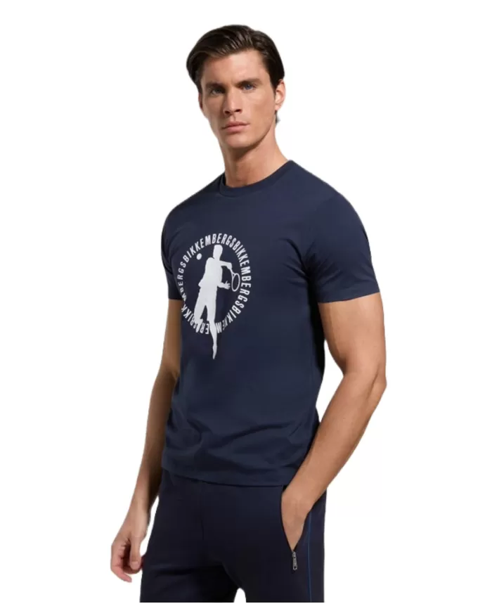 t-shirt dress blue da uomo con maxi stampa tennis | BIKKEMBERGS t-shirt dress blue da uomo con maxi stampa tennis | BIKKEMBERGS