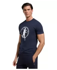 t-shirt dress blue da uomo con maxi stampa tennis | BIKKEMBERGS