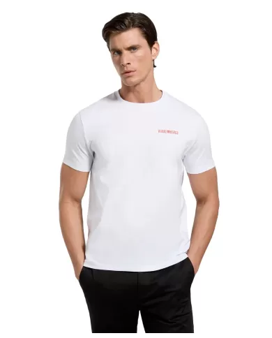 t-shirt bianca da uomo con stampa logata avanti e dietro | BIKKEMBERGS t-shirt bianca da uomo con stampa logata avanti e dietro | BIKKEMBERGS