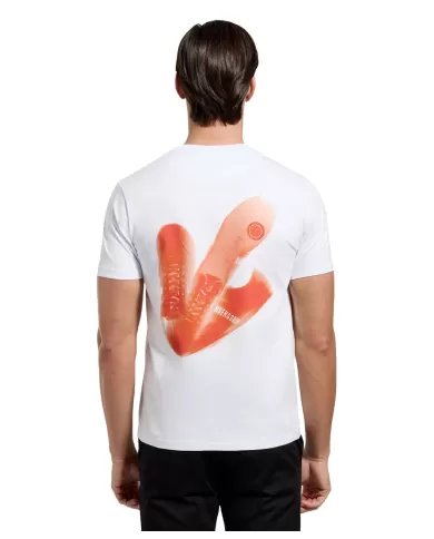 t-shirt bianca da uomo con stampa logata avanti e dietro | BIKKEMBERGS t-shirt bianca da uomo con stampa logata avanti e dietro | BIKKEMBERGS