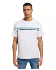 t-shirt bianca da uomo con stampa logata avanti | BIKKEMBERGS