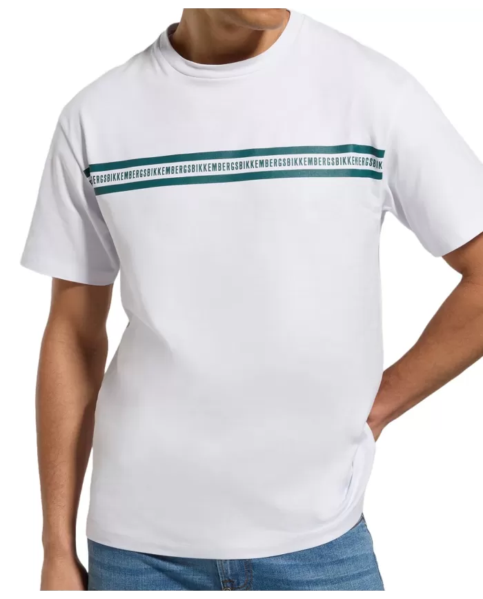 t-shirt bianca da uomo con stampa logata avanti | BIKKEMBERGS t-shirt bianca da uomo con stampa logata avanti | BIKKEMBERGS