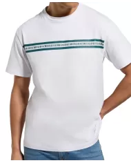 t-shirt bianca da uomo con stampa logata avanti | BIKKEMBERGS