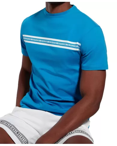 t-shirt mediterranian blue da uomo con stampa logata | BIKKEMBERGS t-shirt mediterranian blue da uomo con stampa logata | BIKKEMBERGS