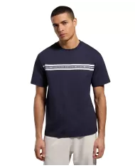 t-shirt dress blue da uomo con stampa logata avanti | BIKKEMBERGS