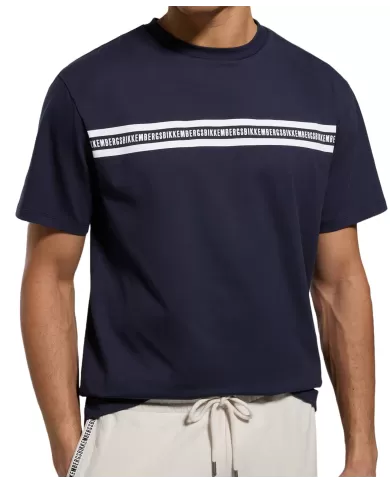 t-shirt dress blue da uomo con stampa logata avanti | BIKKEMBERGS t-shirt dress blue da uomo con stampa logata avanti | BIKKEMBERGS