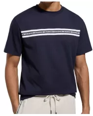 t-shirt dress blue da uomo con stampa logata avanti | BIKKEMBERGS