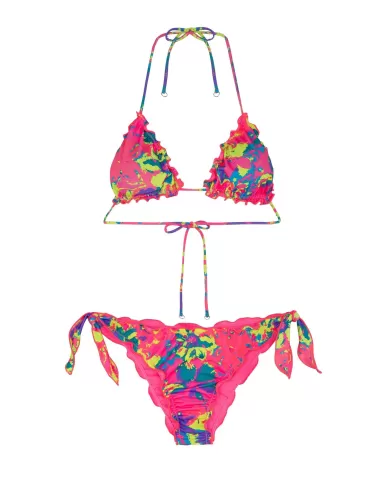 bikini da donna con fantasia glitch arricciata sui bordi | ME FUI bikini da donna con fantasia glitch arricciata sui bordi | ME FUI