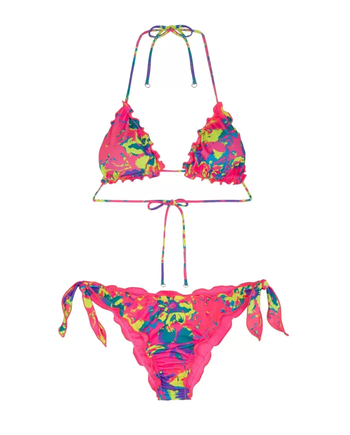 bikini da donna con fantasia glitch arricciata sui bordi | ME FUI bikini da donna con fantasia glitch arricciata sui bordi | ME FUI
