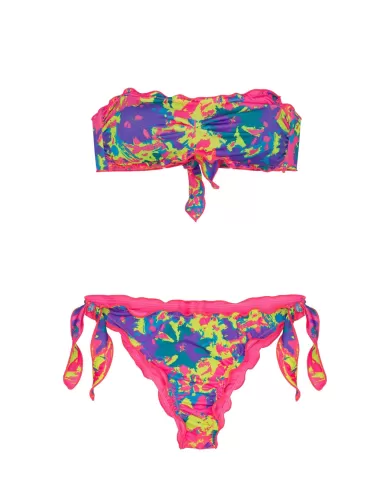 bikini da donna con fantasia glitch arricciata ai bordi | ME FUI bikini da donna con fantasia glitch arricciata ai bordi | ME FUI