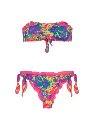 bikini da donna con fantasia glitch arricciata ai bordi | ME FUI