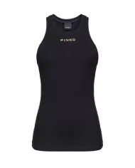 canotta slim ner limousine da donna logata al centro | PINKO