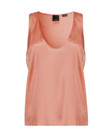 top marrone da donna senza maniche con ampio scollo | PINKO