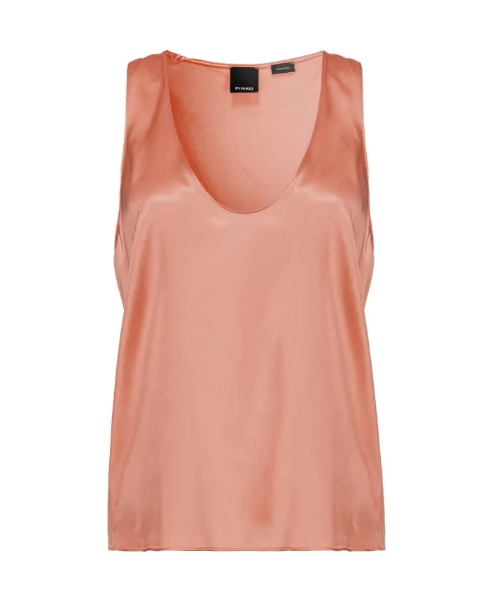 top marrone da donna senza maniche con ampio scollo | PINKO top marrone da donna senza maniche con ampio scollo | PINKO