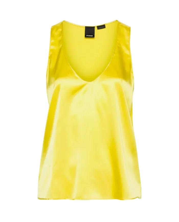 top giallo da donna senza maniche con ampio scollo | PINKO top giallo da donna senza maniche con ampio scollo | PINKO