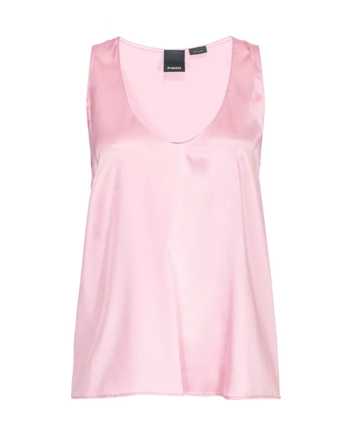 top fumo orchidea da donna senza maniche con ampio scollo | PINKO top fumo orchidea da donna senza maniche con ampio scollo | PINKO
