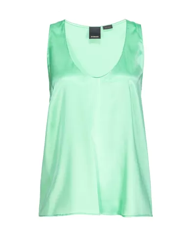 top verde da donna senza maniche con ampio scollo | PINKO