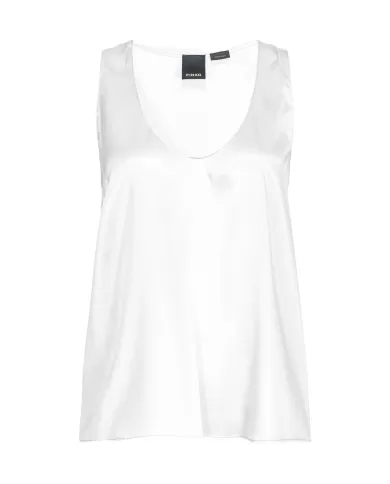 top bianco da donna senza maniche con ampio scollo | PINKO