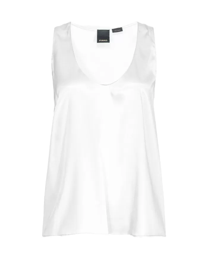 top bianco da donna senza maniche con ampio scollo | PINKO top bianco da donna senza maniche con ampio scollo | PINKO