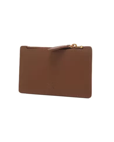 Portacarte donna marrone con logo LoveBirds Cut | PINKO