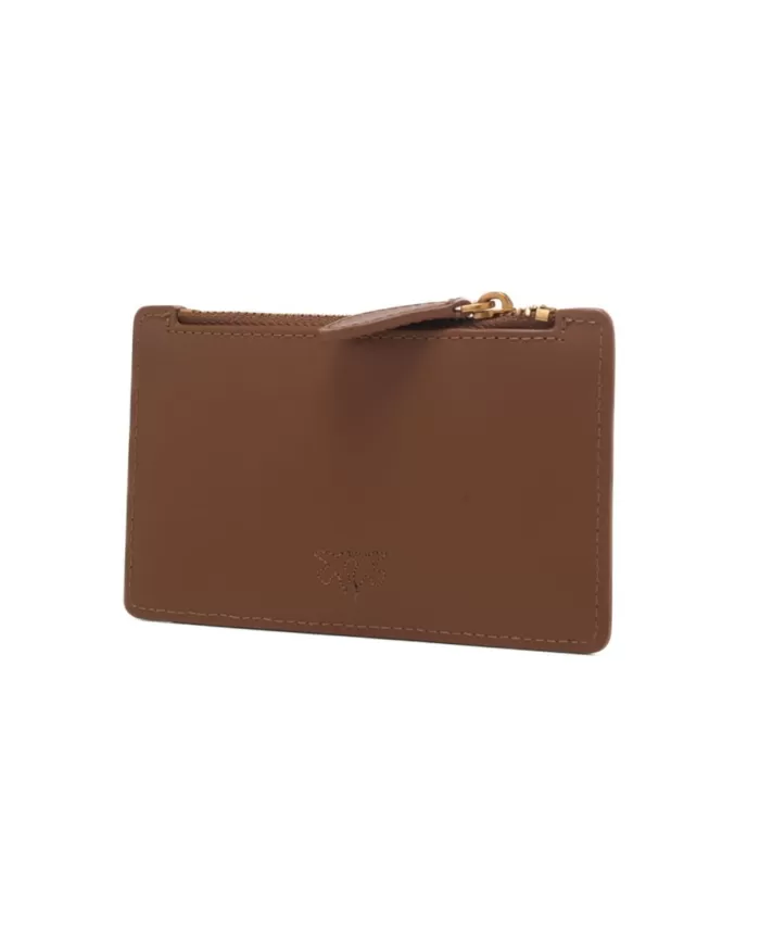 Portacarte donna marrone con logo LoveBirds Cut | PINKO Portacarte donna marrone con logo LoveBirds Cut | PINKO