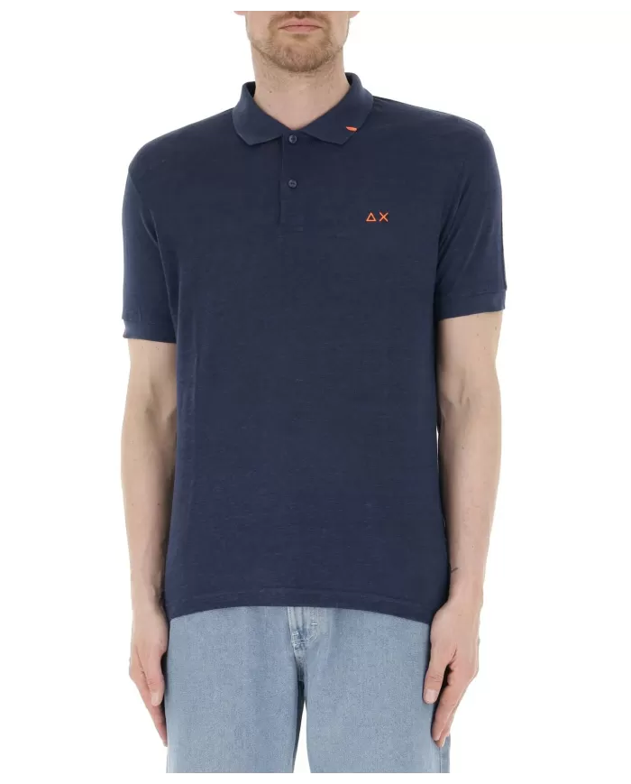 polo navy blue da uomo con dettagli e stemma logo ricamati | SUN68 polo navy blue da uomo con dettagli e stemma logo ricamati | SUN68