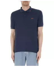 polo navy blue da uomo con dettagli e stemma logo ricamati | SUN68