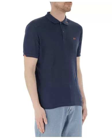 polo navy blue da uomo con dettagli e stemma logo ricamati | SUN68 polo navy blue da uomo con dettagli e stemma logo ricamati | SUN68