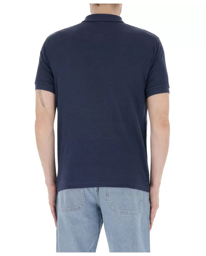 polo navy blue da uomo con dettagli e stemma logo ricamati | SUN68