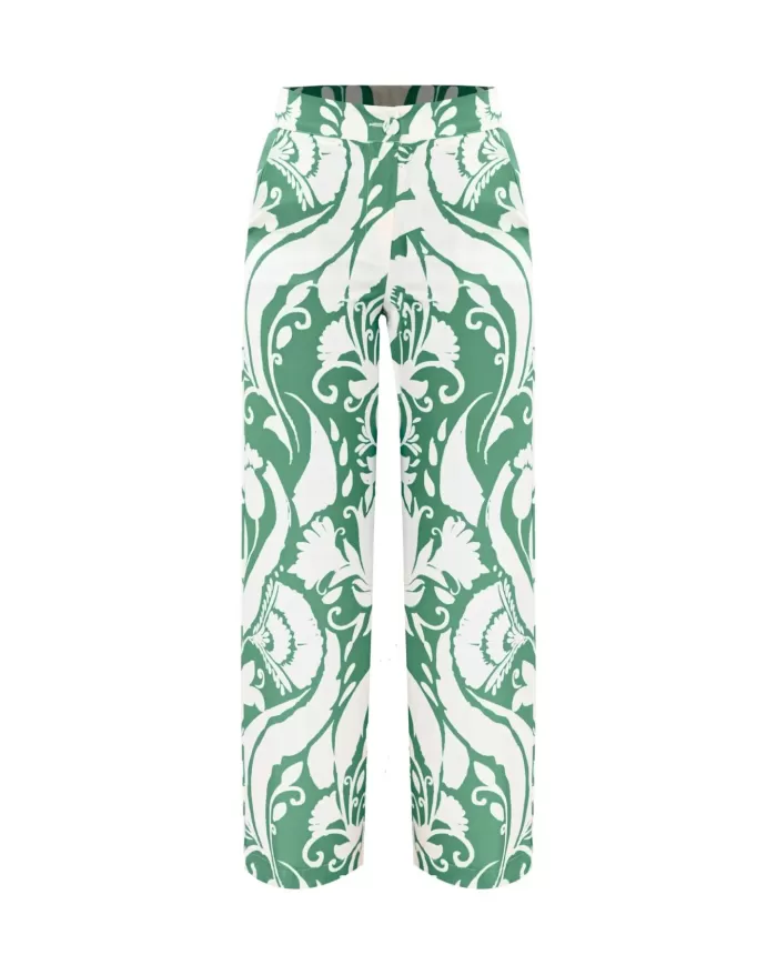 pantalone da donna con fantasia floreale bianco/verde | KOCCA pantalone da donna con fantasia floreale bianco/verde | KOCCA