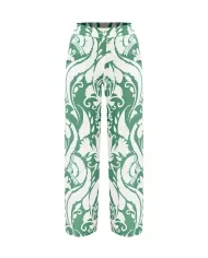 pantalone da donna con fantasia floreale bianco/verde | KOCCA