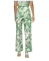pantalone da donna con fantasia floreale bianco/verde | KOCCA
