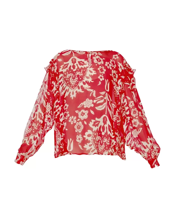 blusa rosso orientale da donna con stampa all-over | LIU JO blusa rosso orientale da donna con stampa all-over | LIU JO