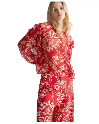 blusa rosso orientale da donna con stampa all-over | LIU JO blusa rosso orientale da donna con stampa all-over | LIU JO