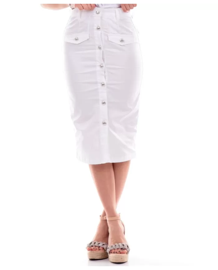 gonna bianco ottico da donna con loungette a vita alta | LIU JO gonna bianco ottico da donna con loungette a vita alta | LIU JO