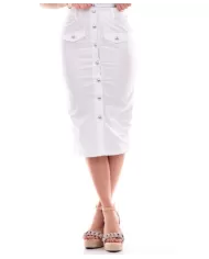 gonna bianco ottico da donna con loungette a vita alta | LIU JO