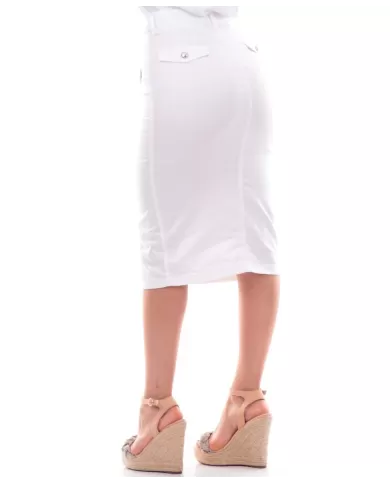 gonna bianco ottico da donna con loungette a vita alta | LIU JO gonna bianco ottico da donna con loungette a vita alta | LIU JO