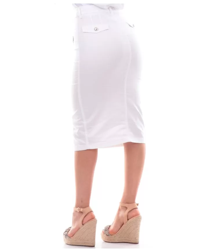gonna bianco ottico da donna con loungette a vita alta | LIU JO gonna bianco ottico da donna con loungette a vita alta | LIU JO