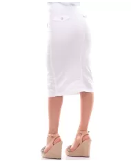 gonna bianco ottico da donna con loungette a vita alta | LIU JO