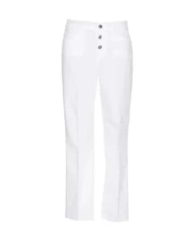 pantalone slim crop flare bianco ottico da donna con logo | LIU JO pantalone slim crop flare bianco ottico da donna con logo | LIU JO