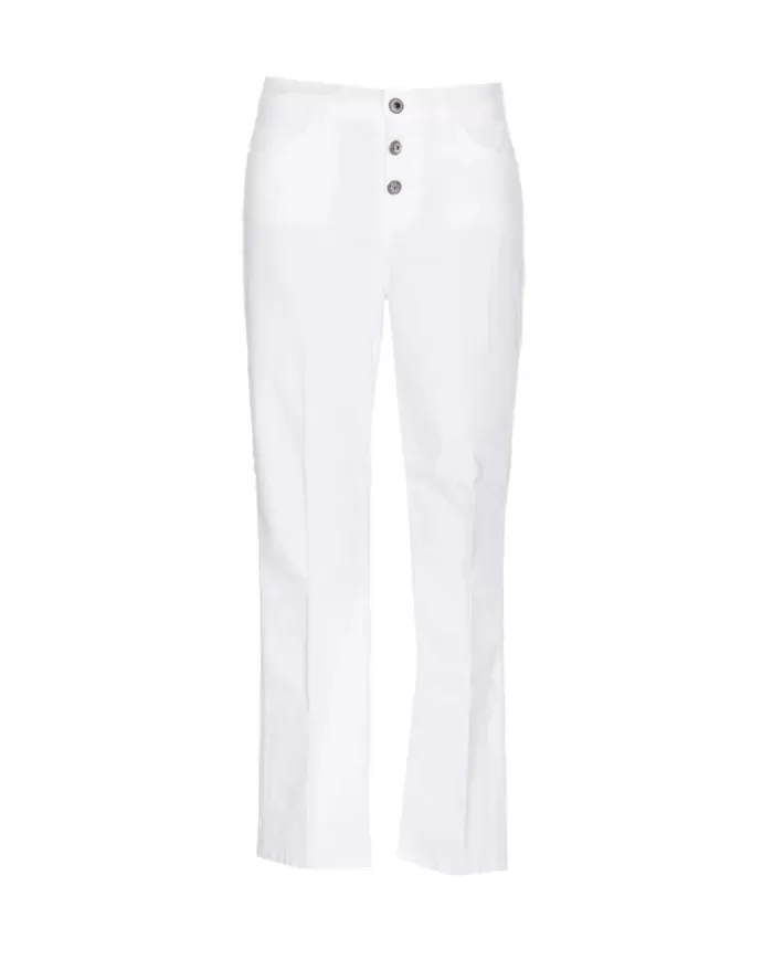 pantalone slim crop flare bianco ottico da donna con logo | LIU JO pantalone slim crop flare bianco ottico da donna con logo | LIU JO