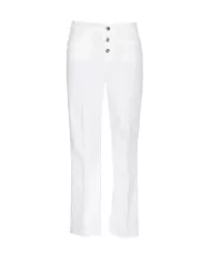 pantalone slim crop flare bianco ottico da donna con logo | LIU JO