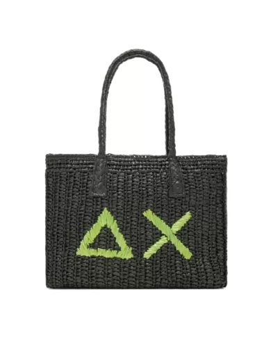borsa mare nera da donna con maxi logo e dettagli ricamati | SUN68 borsa mare nera da donna con maxi logo e dettagli ricamati | SUN68