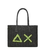 borsa mare nera da donna con maxi logo e dettagli ricamati | SUN68 borsa mare nera da donna con maxi logo e dettagli ricamati | SUN68