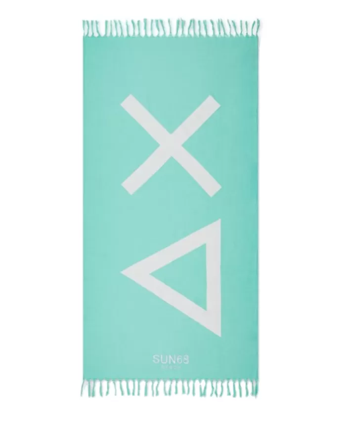 telo mare acqua da donna con scritta e maxi logo | SUN68 telo mare acqua da donna con scritta e maxi logo | SUN68