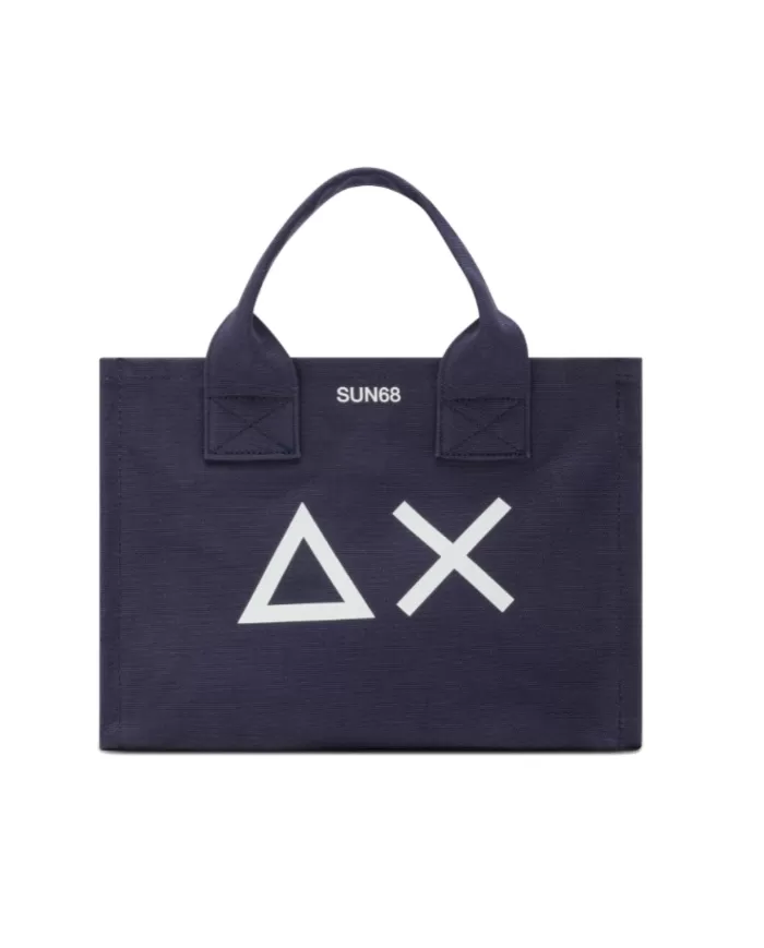 borsa mare shopper navy blue da donna con ricami alla base | SUN68 borsa mare shopper navy blue da donna con ricami alla base | SUN68