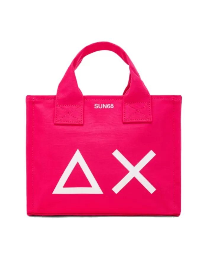 borsa mare shopper fuxia da donna con ricami alla base | SUN68 borsa mare shopper fuxia da donna con ricami alla base | SUN68
