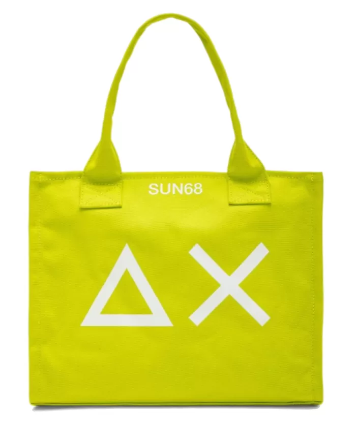 bora mare shopper lime donna con stampa maxi logo | SUN68 bora mare shopper lime donna con stampa maxi logo | SUN68