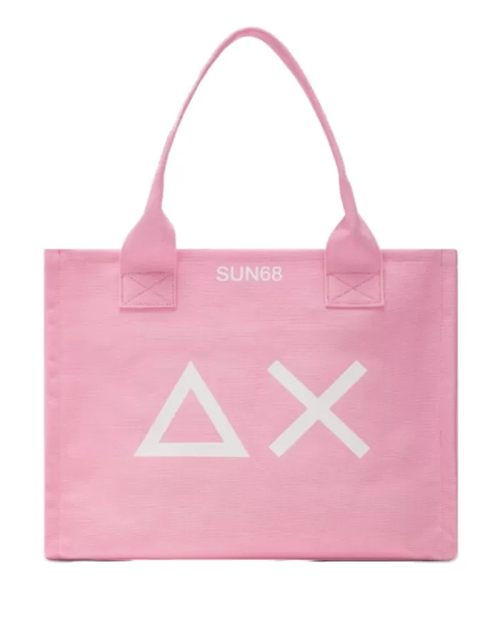 bora mare shopper ciclamino donna con stampa maxi logo | SUN68 bora mare shopper ciclamino donna con stampa maxi logo | SUN68