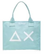 bora mare shopper acqua donna con stampa maxi logo | SUN68 bora mare shopper acqua donna con stampa maxi logo | SUN68